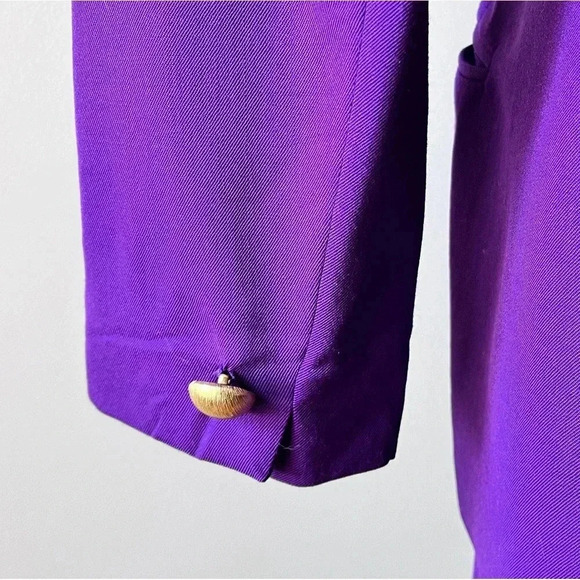 Vintage Saville 100% Wool Two Piece Pleated Skirt Purple Suit Size 12 - Picture 9 of 14